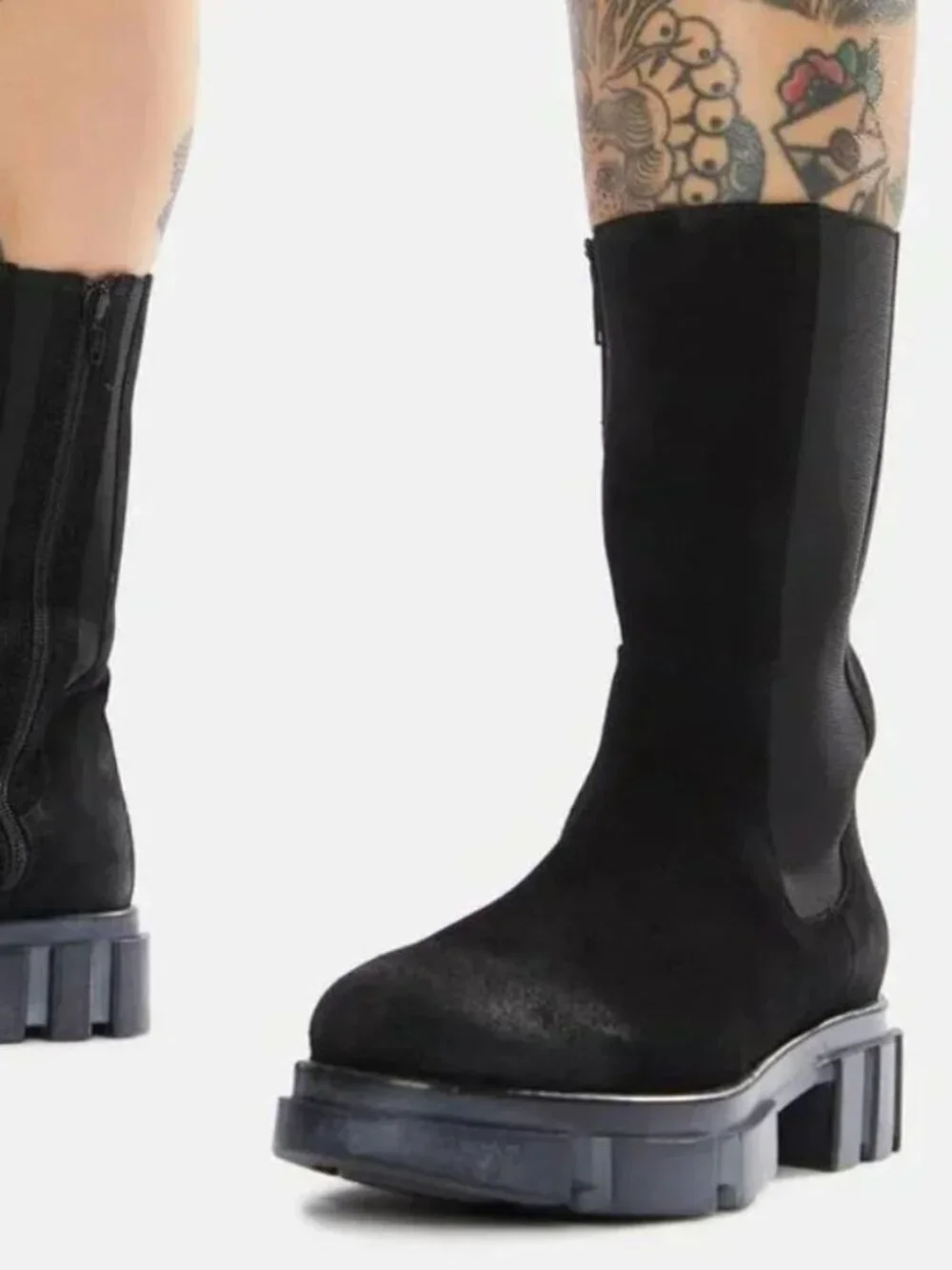Free People 38 US 7.5-8 Brooks Chelsea Boots Distressed Suede Black Grunge